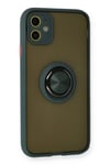 Mey İthalat®  iPhone 11 Kılıf Montreal Yüzüklü Silikon Kapak - Yeşil