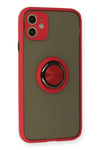 Mey İthalat®  iPhone 11 Kılıf Montreal Yüzüklü Silikon Kapak - Kırmızı