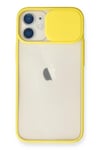 Mey İthalat®  iPhone 11 Kılıf Palm Buzlu Kamera Sürgülü Silikon - Sarı