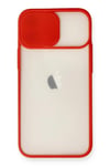 Mey İthalat®  iPhone 11 Kılıf Palm Buzlu Kamera Sürgülü Silikon - Kırmızı
