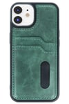 Mey İthalat®  iPhone 11 Kılıf Sara Kartvizitli Deri Kılıf - Koyu Yeşil
