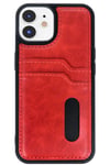 Mey İthalat®  iPhone 11 Kılıf Sara Kartvizitli Deri Kılıf - Kırmızı
