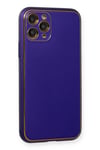 Mey İthalat®  iPhone 11 Pro Kılıf Coco Deri Silikon Kapak - Mor