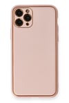 Mey İthalat®  iPhone 11 Pro Kılıf Coco Deri Silikon Kapak - Pembe
