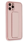 Mey İthalat®  iPhone 11 Pro Kılıf Coco Deri Standlı Kapak - Pembe