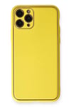 Mey İthalat®  iPhone 11 Pro Kılıf Coco Deri Silikon Kapak - Sarı