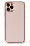 Mey İthalat®  iPhone 11 Pro Kılıf Coco Deri Silikon Kapak - Pudra