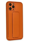 Mey İthalat®  iPhone 11 Pro Kılıf Coco Deri Standlı Kapak - Turuncu