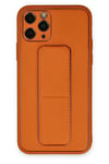 Mey İthalat®  iPhone 11 Pro Kılıf Coco Deri Standlı Kapak - Turuncu