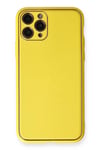 Mey İthalat®  iPhone 11 Pro Kılıf Coco Deri Silikon Kapak - Sarı