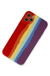 Mey İthalat®  iPhone 11 Pro Kılıf Ebruli Lansman Silikon - Kırmızı-Mor