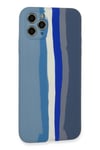 Mey İthalat®  iPhone 11 Pro Kılıf Ebruli Lansman Silikon - Mavi-Gri