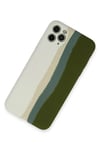 Mey İthalat®  iPhone 11 Pro Kılıf Ebruli Lansman Silikon - Beyaz-Yeşil