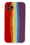 Mey İthalat®  iPhone 11 Pro Kılıf Ebruli Lansman Silikon - Kırmızı-Mor