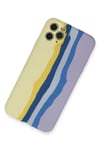 Mey İthalat®  iPhone 11 Pro Kılıf Ebruli Lansman Silikon - Sarı-Lila