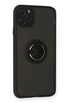 Mey İthalat®  iPhone 11 Pro Kılıf Montreal Yüzüklü Silikon Kapak - Siyah