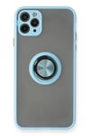 Mey İthalat®  iPhone 11 Pro Kılıf Montreal Yüzüklü Silikon Kapak - Buz Mavi