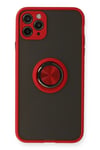 Mey İthalat®  iPhone 11 Pro Kılıf Montreal Yüzüklü Silikon Kapak - Kırmızı