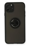 Mey İthalat®  iPhone 11 Pro Kılıf Montreal Yüzüklü Silikon Kapak - Siyah