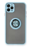Mey İthalat®  iPhone 11 Pro Kılıf Montreal Yüzüklü Silikon Kapak - Buz Mavi