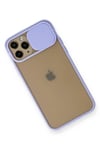 Mey İthalat®  iPhone 11 Pro Kılıf Palm Buzlu Kamera Sürgülü Silikon - Lila