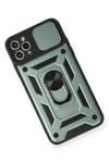 Mey İthalat®  iPhone 11 Pro Kılıf Pars Lens Yüzüklü Silikon - Yeşil