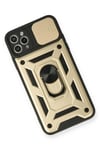 Mey İthalat®  iPhone 11 Pro Kılıf Pars Lens Yüzüklü Silikon - Gold