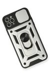 Mey İthalat®  iPhone 11 Pro Kılıf Pars Lens Yüzüklü Silikon - Gümüş
