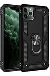 Mey İthalat®  iPhone 11 Pro Kılıf Sofya Yüzüklü Silikon Kapak - Siyah