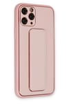 Mey İthalat®  iPhone 11 Pro Max Kılıf Coco Deri Standlı Kapak - Pembe
