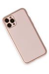 Mey İthalat®  iPhone 11 Pro Max Kılıf Coco Deri Silikon Kapak - Pudra