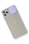 Mey İthalat®  iPhone 11 Pro Max Kılıf Palm Buzlu Kamera Sürgülü Silikon - Lila