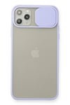 Mey İthalat®  iPhone 11 Pro Max Kılıf Palm Buzlu Kamera Sürgülü Silikon - Lila