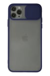 Mey İthalat®  iPhone 11 Pro Max Kılıf Palm Buzlu Kamera Sürgülü Silikon - Lacivert
