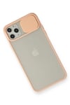 Mey İthalat®  iPhone 11 Pro Max Kılıf Palm Buzlu Kamera Sürgülü Silikon - Pembe