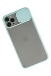 Mey İthalat®  iPhone 11 Pro Max Kılıf Palm Buzlu Kamera Sürgülü Silikon - Turkuaz