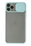 Mey İthalat®  iPhone 11 Pro Max Kılıf Palm Buzlu Kamera Sürgülü Silikon - Turkuaz