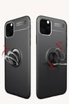 Mey İthalat®  iPhone 11 Pro Max Kılıf Range Yüzüklü Silikon - Siyah-Kırmızı