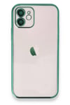 Mey İthalat®  iPhone 12 Kılıf  Lensli Silikon - Yeşil