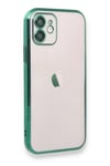 Mey İthalat®  iPhone 12 Kılıf  Lensli Silikon - Yeşil