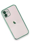 Mey İthalat®  iPhone 12 Kılıf  Lensli Silikon - Yeşil