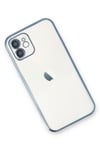 Mey İthalat®  iPhone 12 Kılıf  Lensli Silikon - Açık Mavi