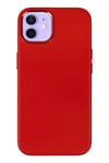 Mey İthalat®  iPhone 12 Kılıf Asya Deri Silikon - Kırmızı