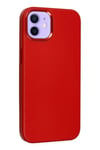 Mey İthalat®  iPhone 12 Kılıf Asya Deri Silikon - Kırmızı