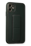 Mey İthalat®  iPhone 12 Kılıf Coco Deri Standlı Kapak - Füme