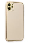 Mey İthalat®  iPhone 12 Kılıf Coco Deri Silikon Kapak - Gold