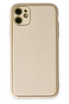 Mey İthalat®  iPhone 12 Kılıf Coco Deri Silikon Kapak - Gold