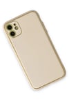 Mey İthalat®  iPhone 12 Kılıf Coco Deri Silikon Kapak - Gold
