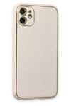 Mey İthalat®  iPhone 12 Kılıf Coco Deri Silikon Kapak - Beyaz