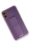 Mey İthalat®  iPhone 12 Kılıf Coco Karbon Standlı Kapak - Mor